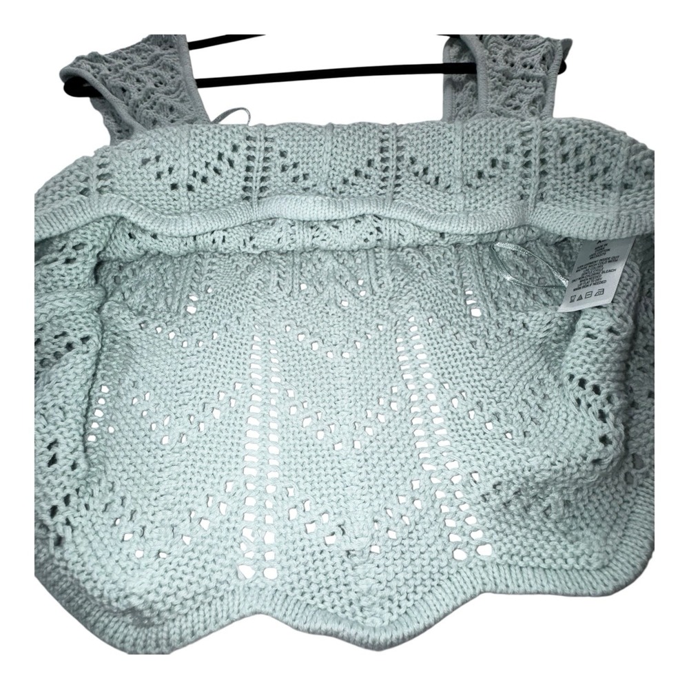 Aéropostale Crocheted Square-Neck Crop Top Light Blue "Spirit Blue" Color Sz XL - Picture 6 of 8